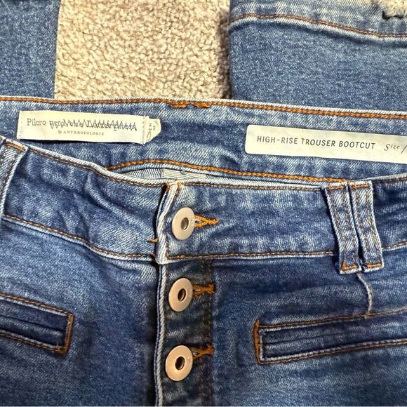Anthropologie Pilcro High Waisted Denim Trouser Bootcut Jeans Blue Size 27/4 - Picture 2 of 5